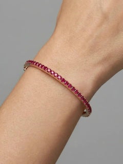 Bracciale a cerniera con rubino in oro giallo 14K (personalizzato 18K)