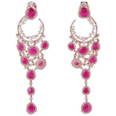 Pendientes Araña de Diamantes Rubí Oro 18 Kilates