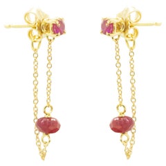 Ruby 18 Karat Gold Drop Cocktail Chain Musketeer Modern Earrings Intini Jewels