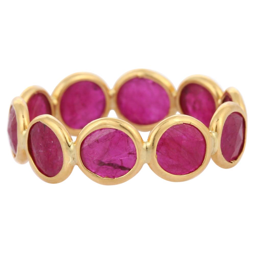 Ruby 18 Karat Gold Eternity Ring For Sale