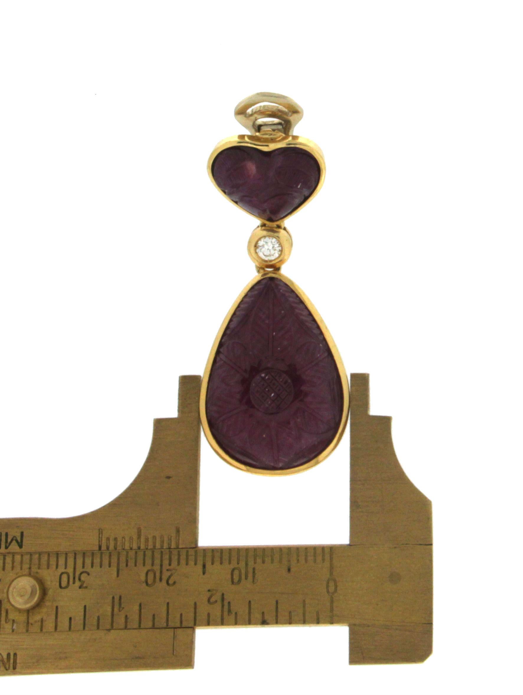 Women's or Men's Ruby, 18 Karat Yellow Gold Diamonds Drop Earrings