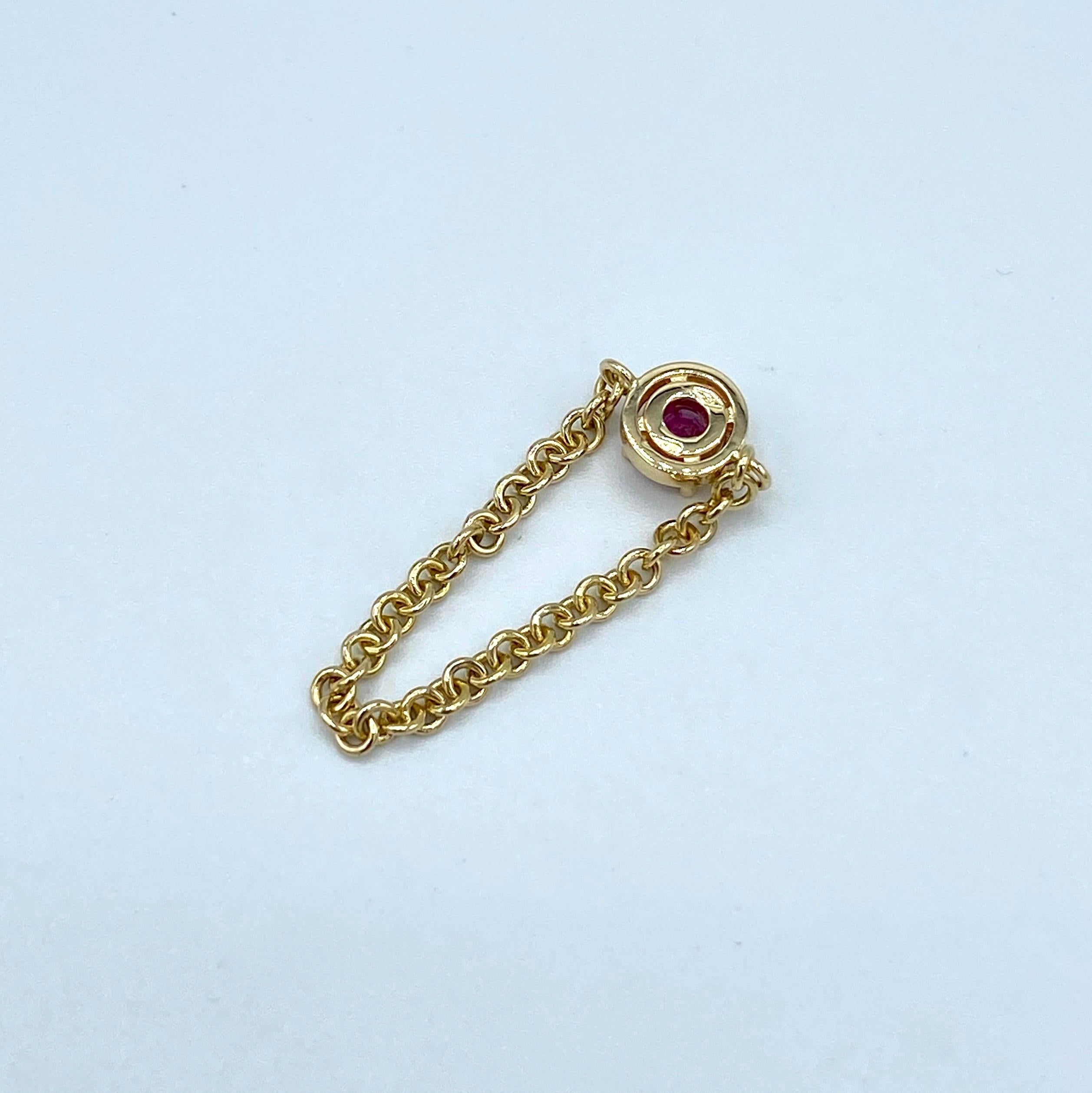 18 Karat Yellow Gold Chain Italian Ruby Ring by Petronilla For Sale 1