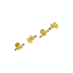 Ruby 18K Gold Platinum Cockatoo Foot Tuxedo Shirt Studs by John Landrum Bryant