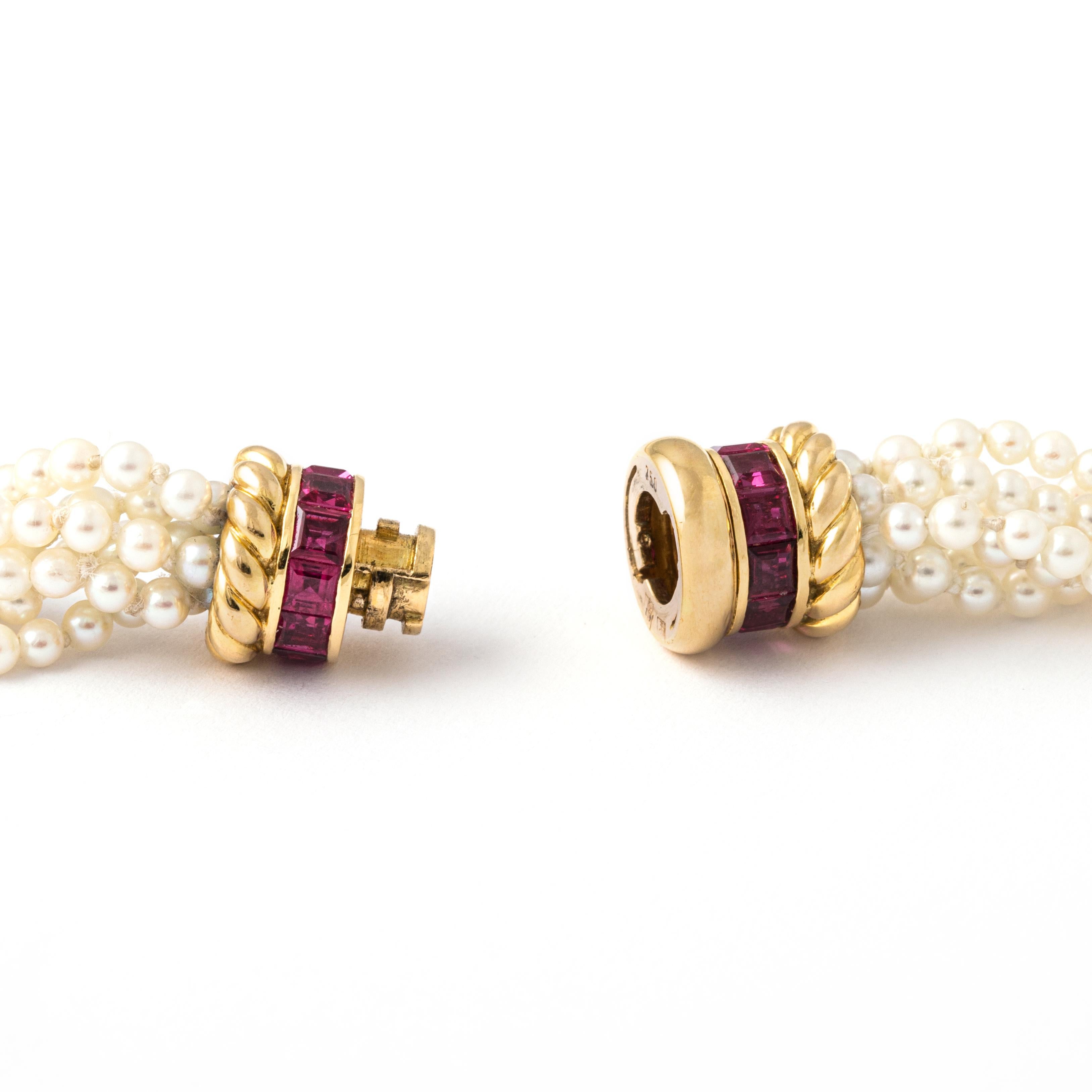 Collier de perles en or jaune 18 carats Unisexe en vente