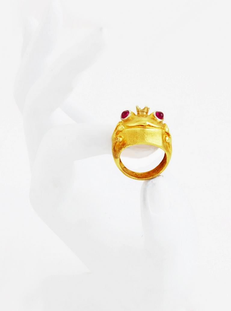 Ruby 18k Yellow Gold Platinum FROG PRINCE Ring by John