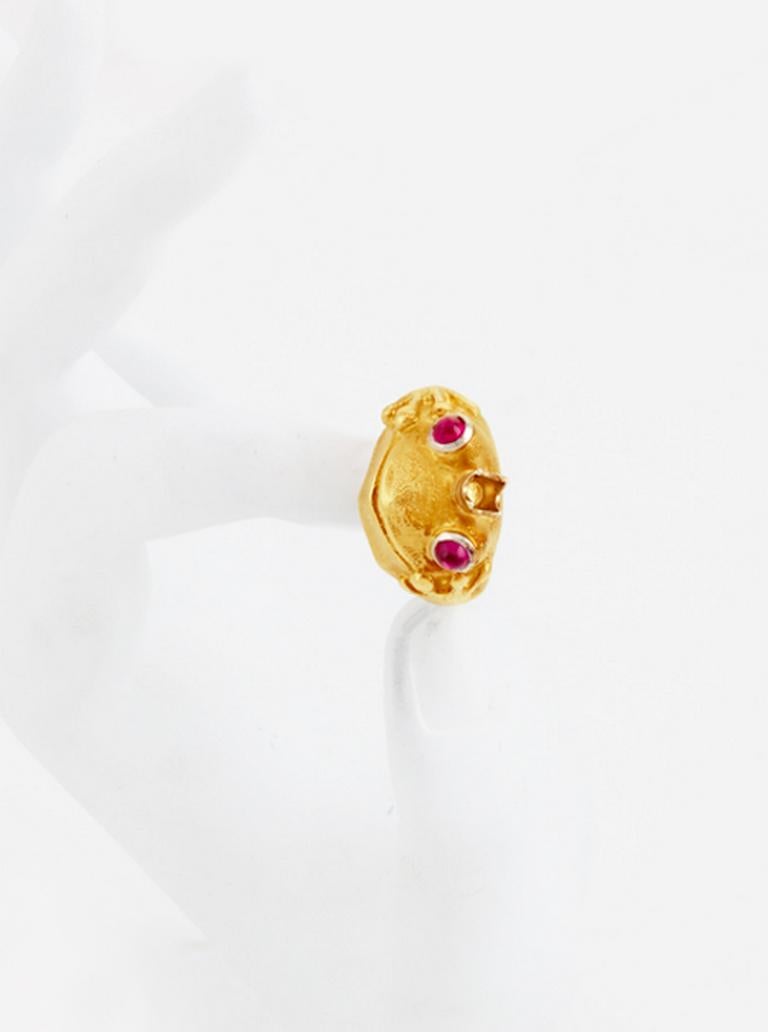 Contemporary Ruby 18k Yellow Gold Platinum FROG PRINCE Ring by John Landrum Bryant For Sale