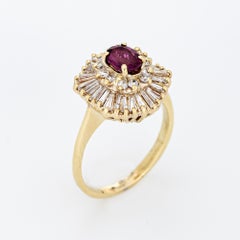 Ruby 1ct Diamond Ring Vintage 14k Yellow Gold Ballerina Mount Cocktail Jewelry