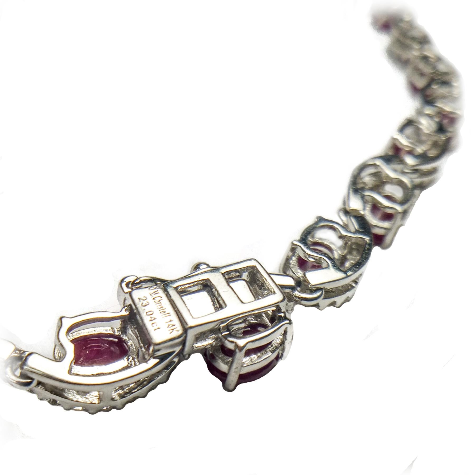 Women's or Men's 23.04 Carat Ruby Diamond White Gold Necklace