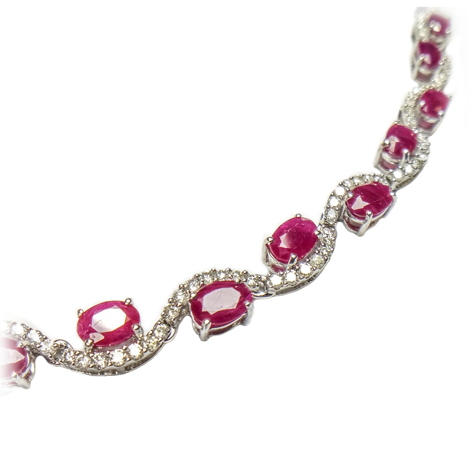 Contemporary 23.04 Carat Ruby Diamond White Gold Necklace