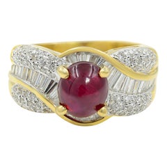 Bague cocktail en or jaune 18 carats avec rubis de 2,78 carats et diamants de 0,98 carat