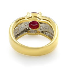 Ruby 2.48cts and Diamond 0.98cttw Cocktail Ring 18k Yellow Gold