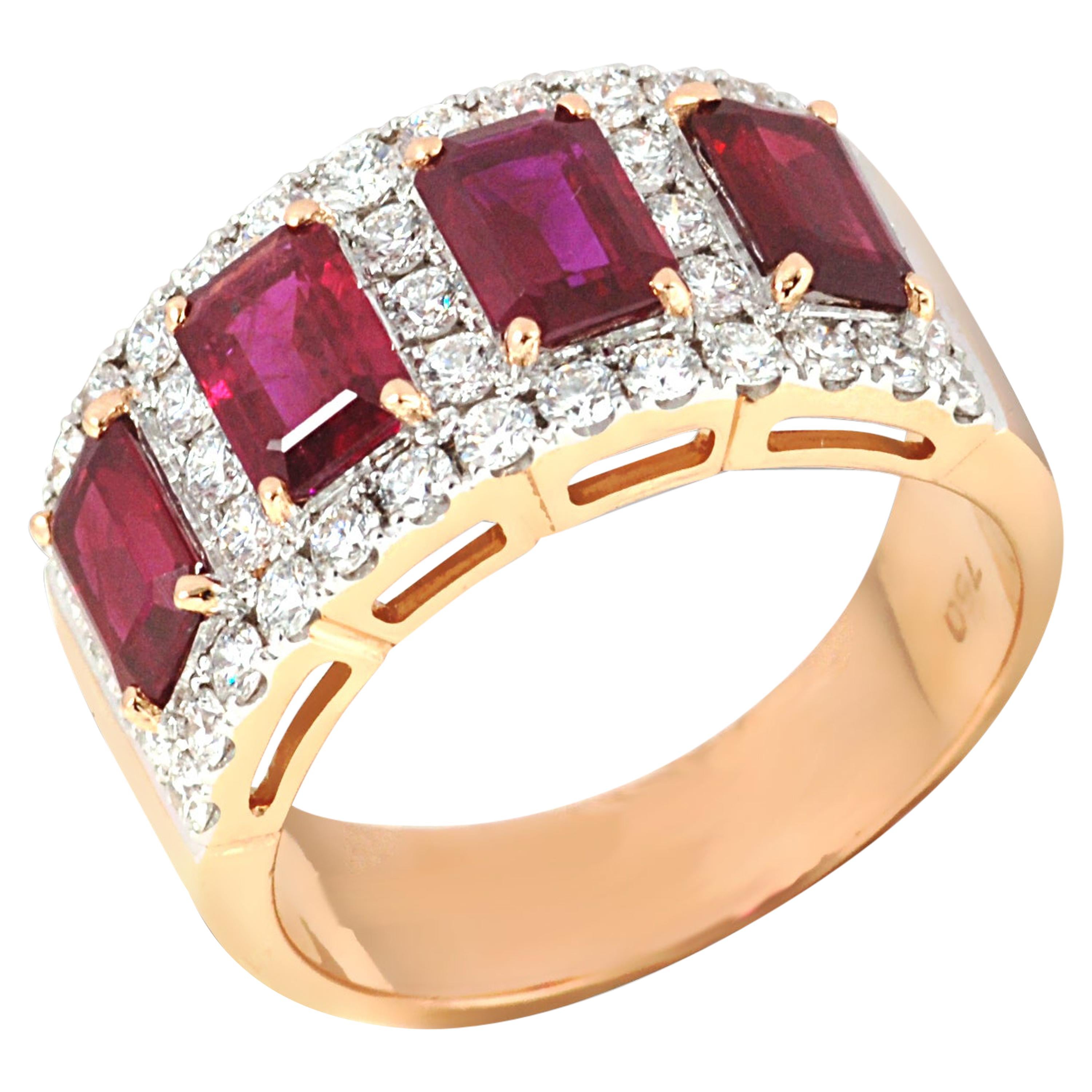 Ruby 2.59 Carat with Diamonds 0.82 Carat Ring Set in 18 Karat Pink Gold