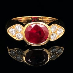 Ruby, 2.65 Carat, Burma, No Heat, and Diamond Ring, France