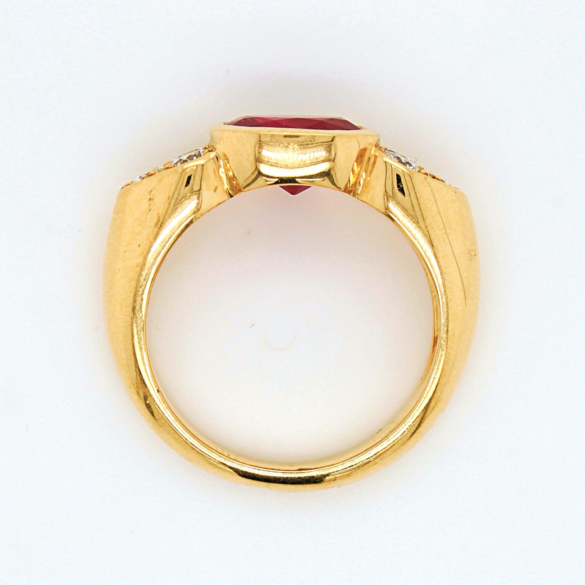 Women's or Men's Ruby, 2.65 Carat, Burma, No Heat, and Diamond Ring, France