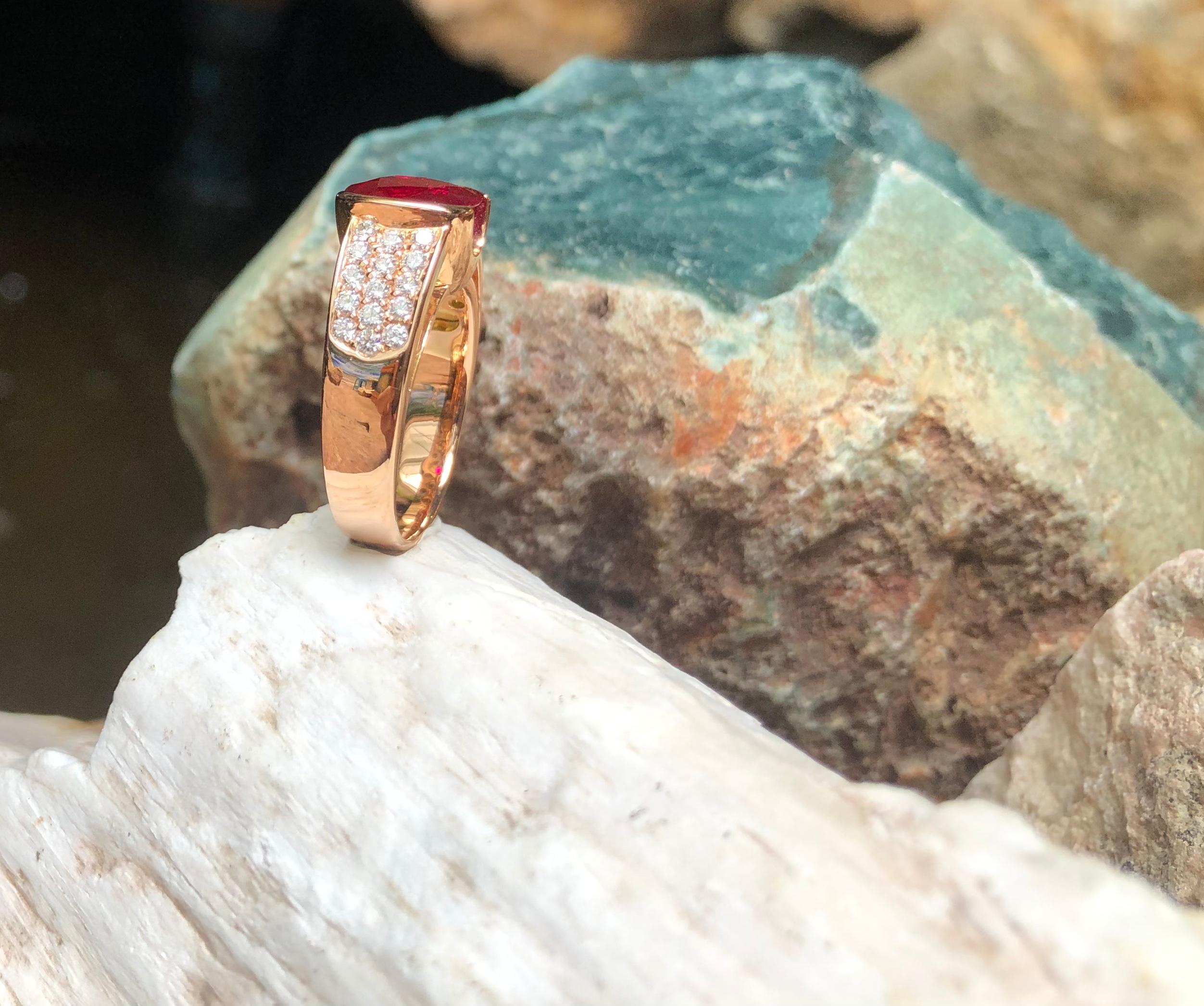 Ruby 3.20 Carat with Diamond 0.58 Carat Ring Set in 18 Karat Pink Gold Settings For Sale 10