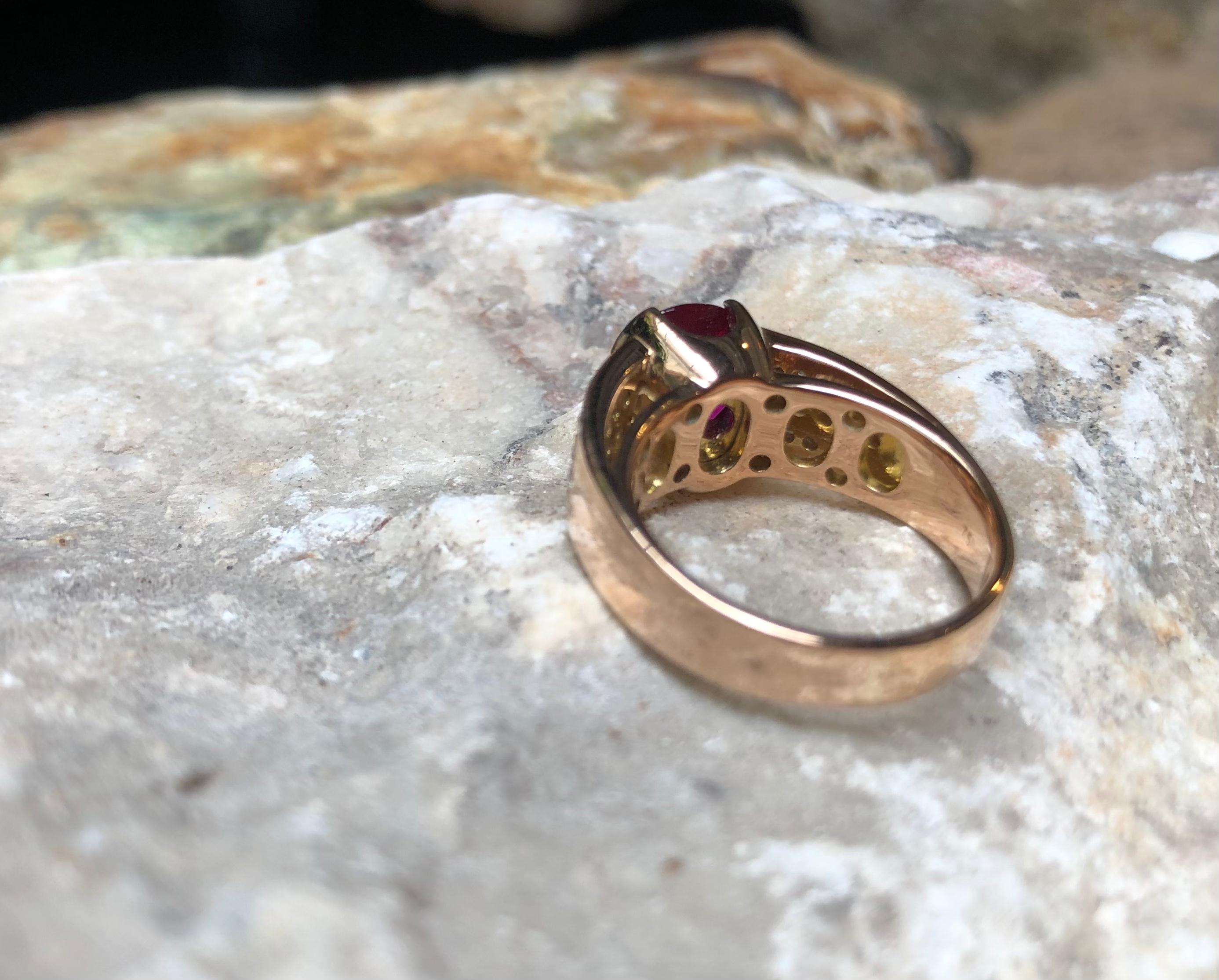 Ruby 3.20 Carat with Diamond 0.58 Carat Ring Set in 18 Karat Pink Gold Settings For Sale 12