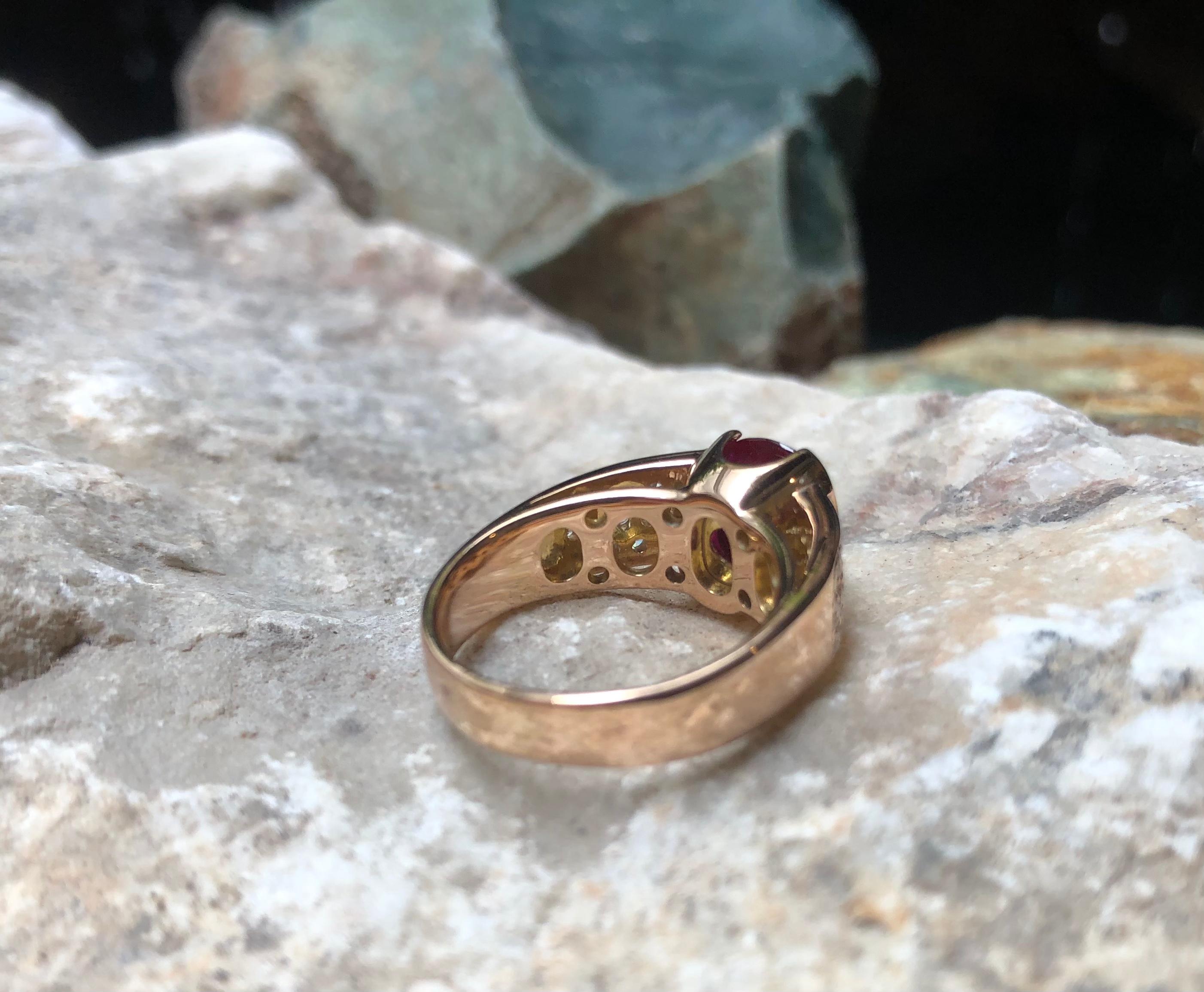 Ruby 3.20 Carat with Diamond 0.58 Carat Ring Set in 18 Karat Pink Gold Settings For Sale 13