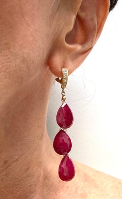 Ruby 61cts and Diamonds Omega back Paradizia Earrings