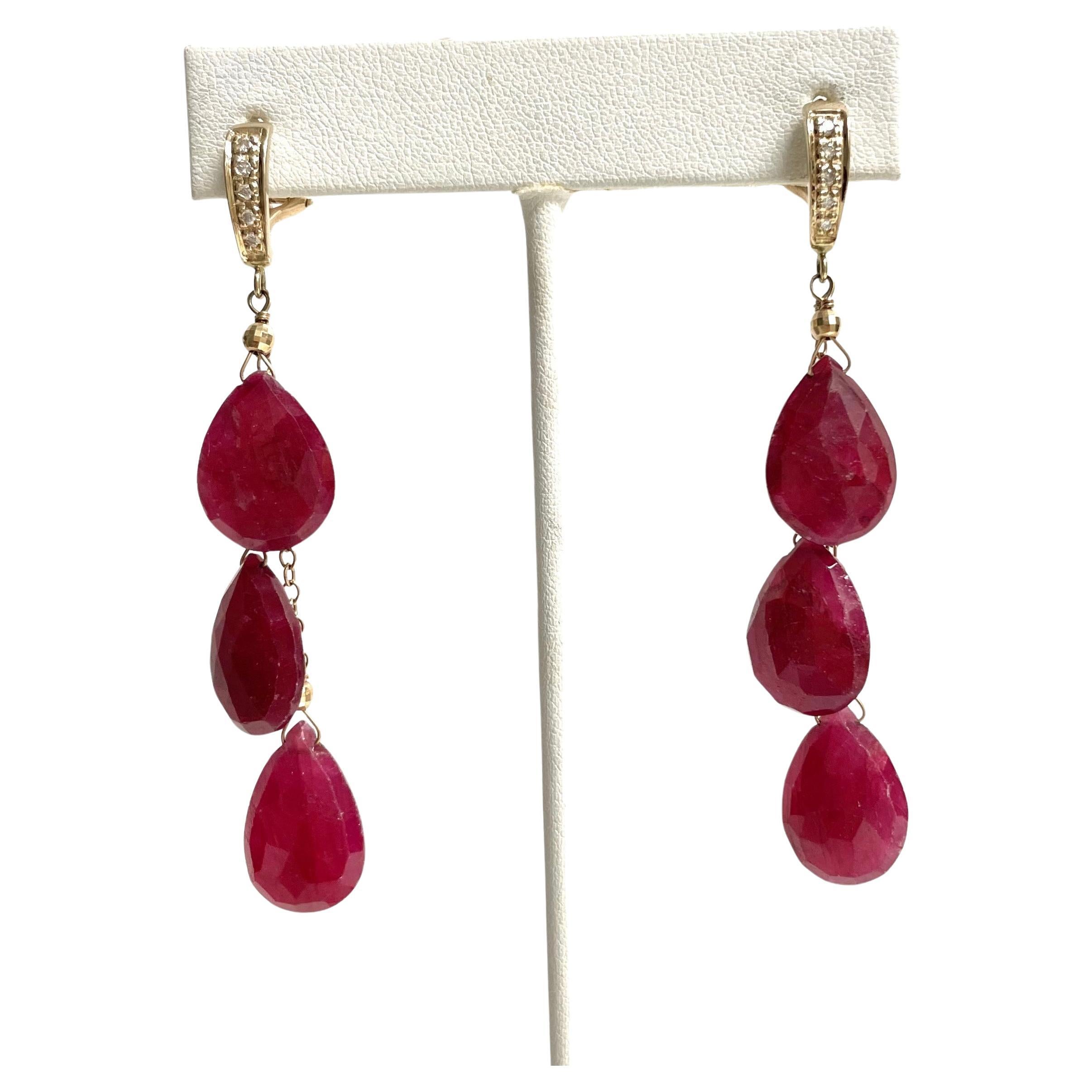 Ruby 61cts and Diamonds Omega back Paradizia Earrings For Sale 4