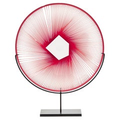 Ruby Abstract I, a Clear & Vibrant Red Abstract Sculptural Plate by Kate Jones