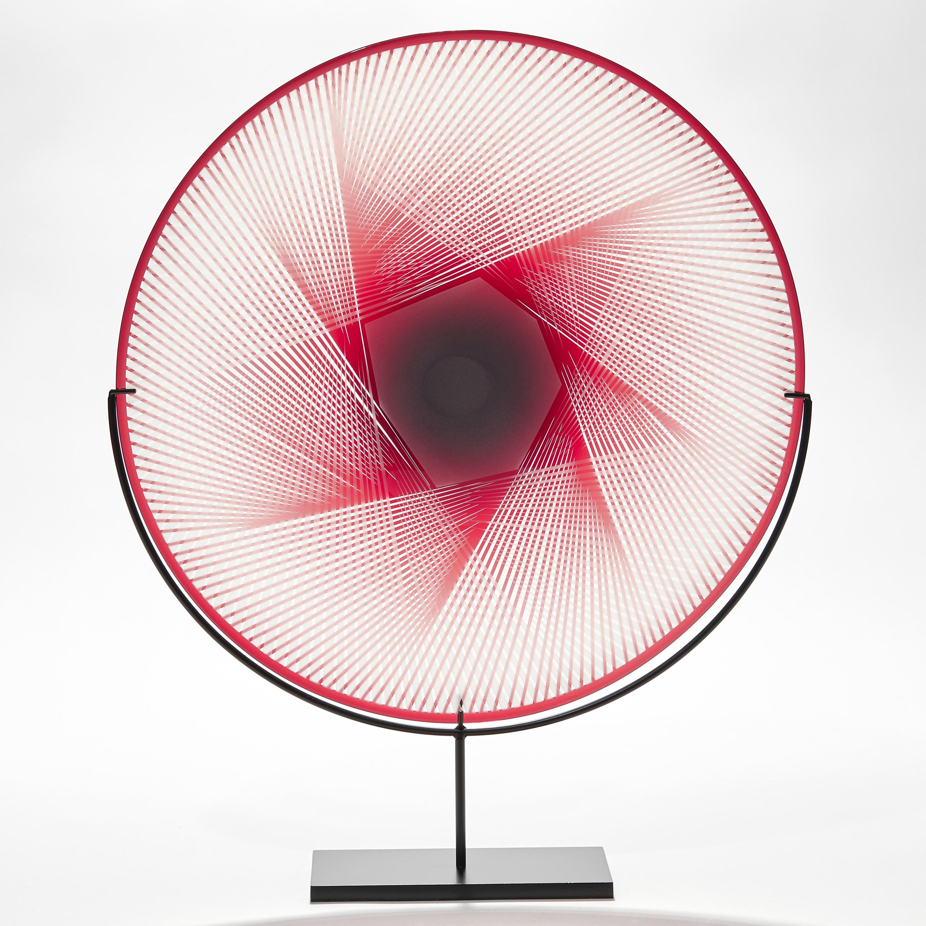 British Ruby Abstract II, a Clear & Vibrant Red Abstract Sculptural Plate by Kate Jones
