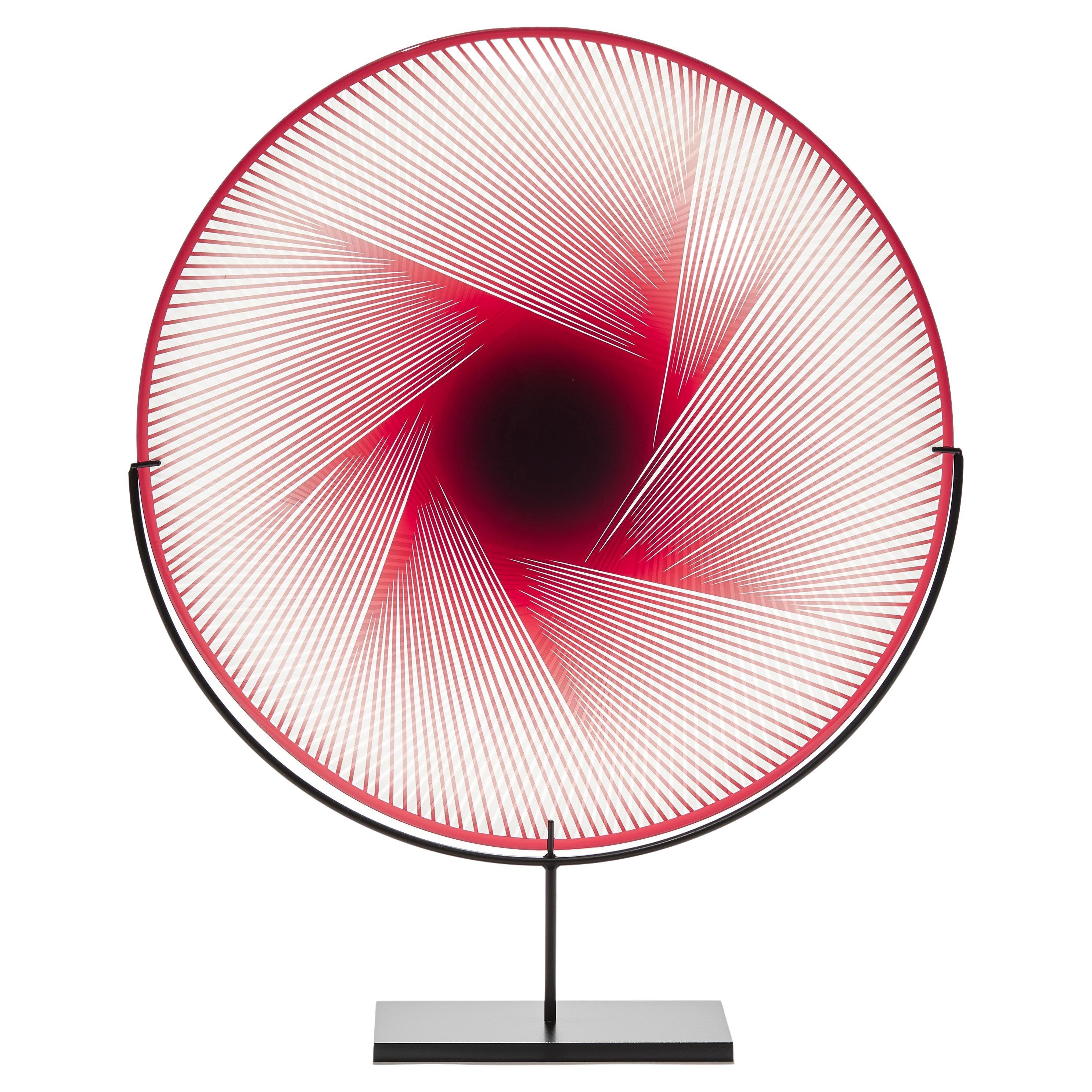 Ruby Abstract II, a Clear & Vibrant Red Abstract Sculptural Plate by Kate Jones