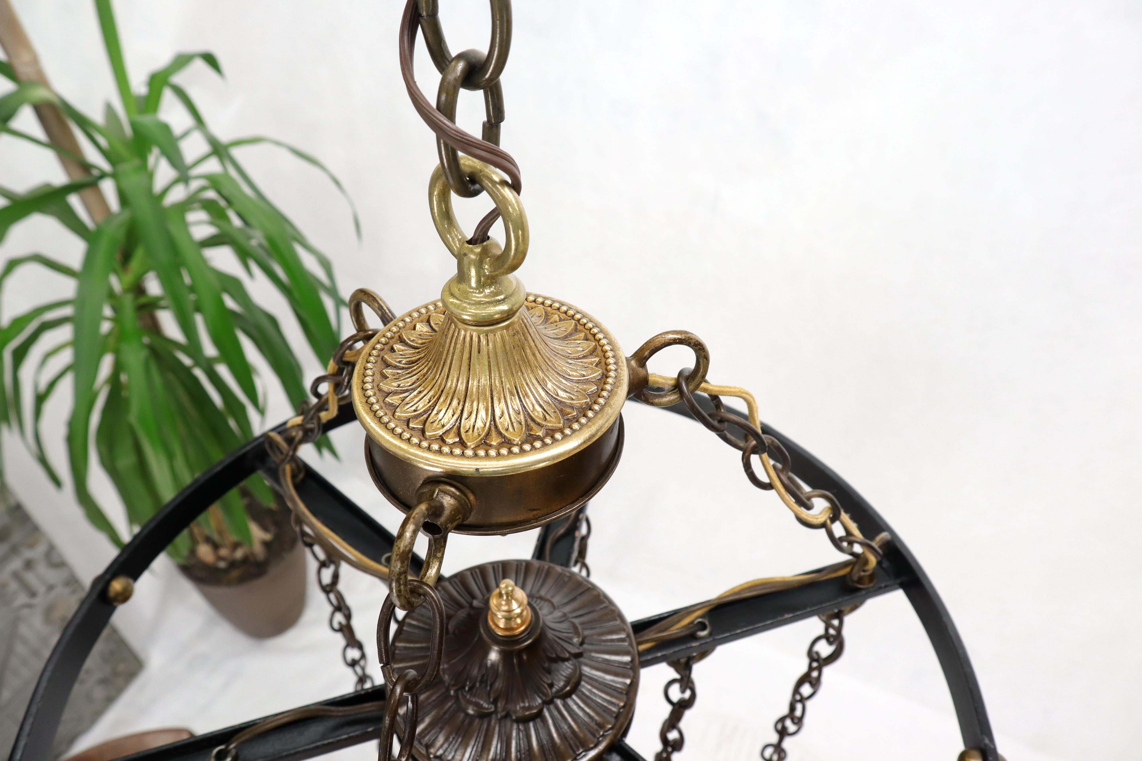 20th Century Ruby & Amber Globes on Chain Chandelier Light Fixture For Sale