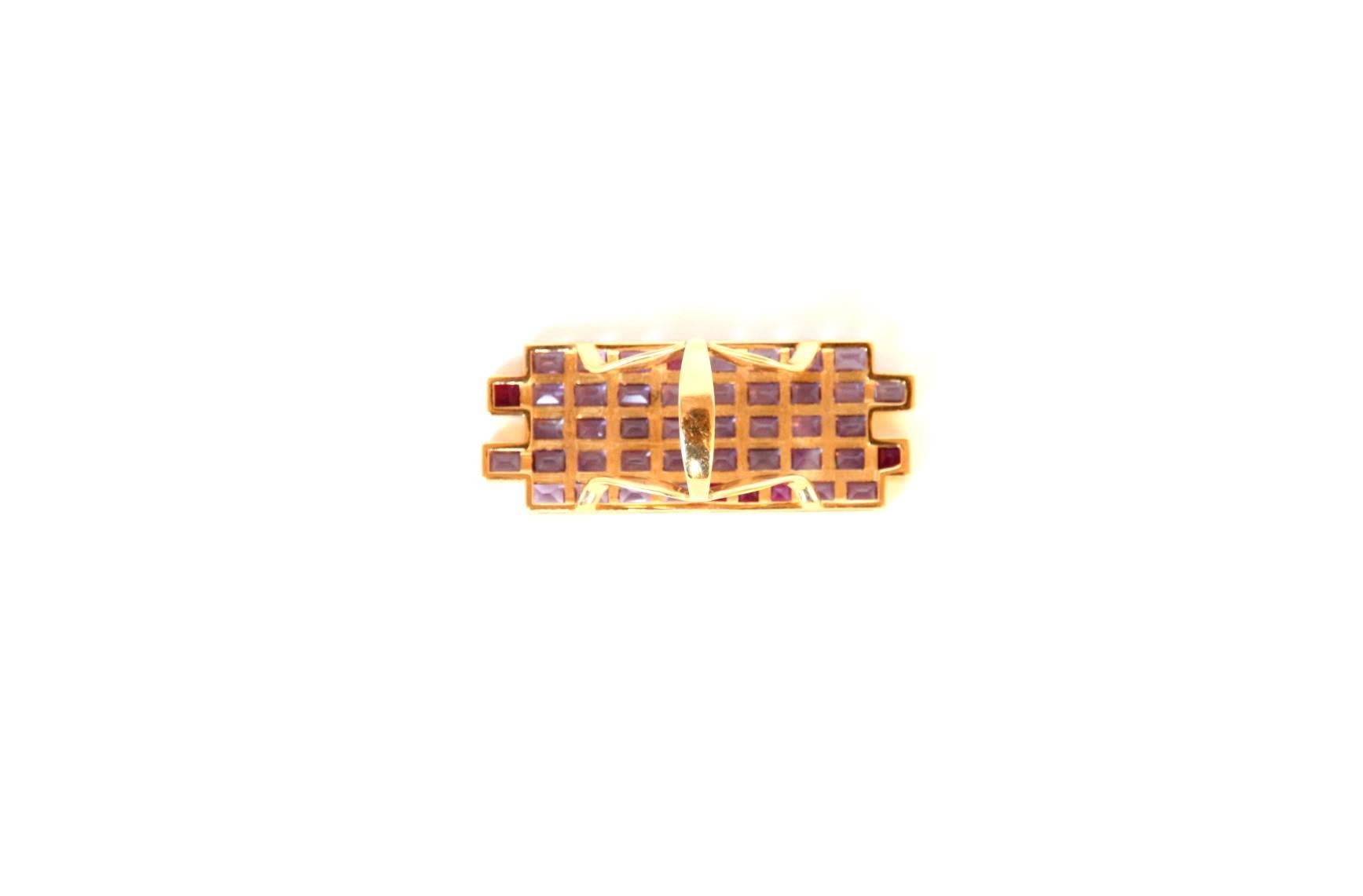 Unique Ring inspired to a cathedral window with ruby and Amethyst princess cut stone, gold 18k gr.15,90, size 14eu.
All Giulia Colussi jewelry is new and has never been previously owned or worn. Each item will arrive at your door beautifully gift