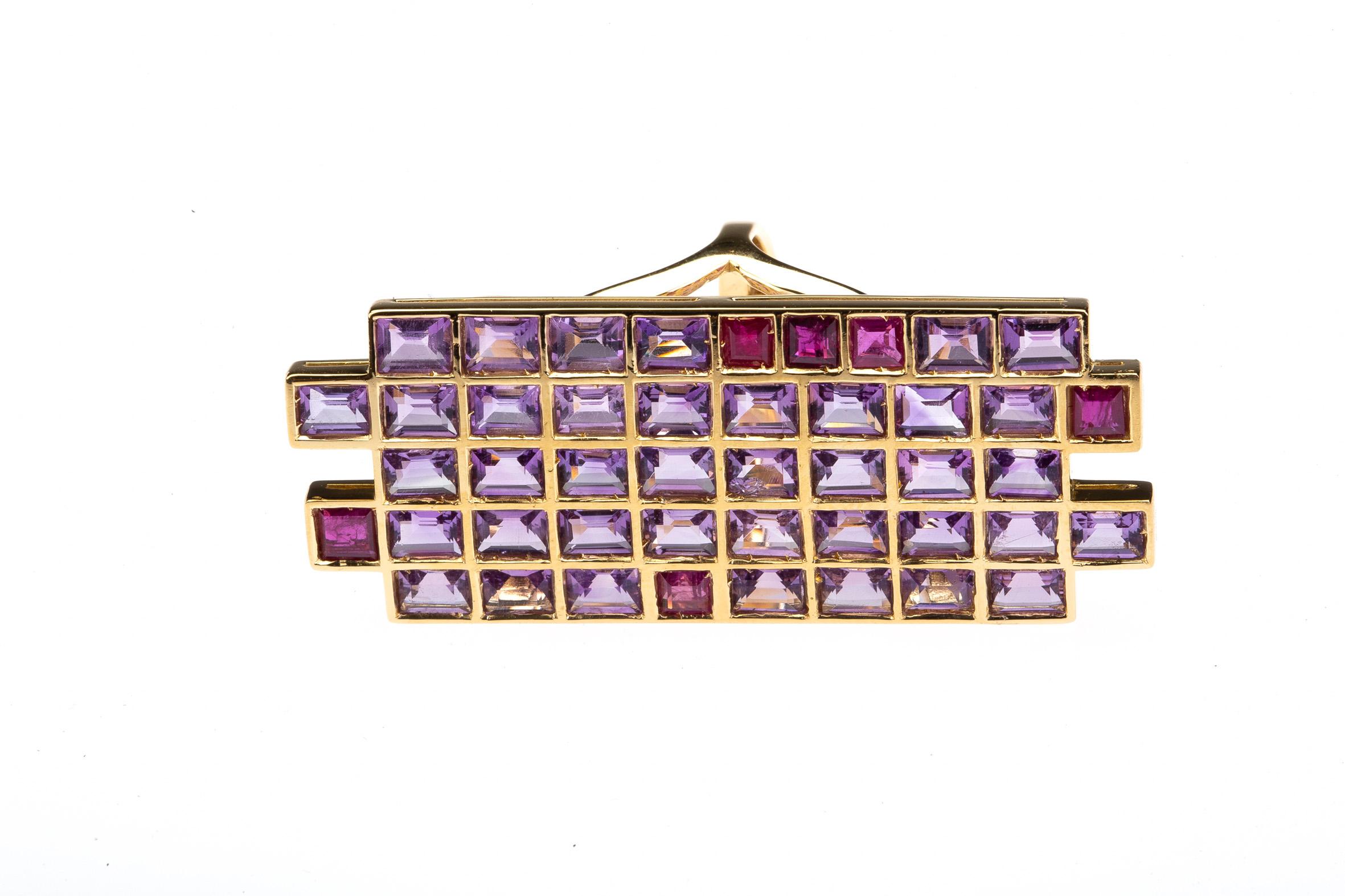 Anillo de oro de 18 quilates con rubí y amatista en venta 3