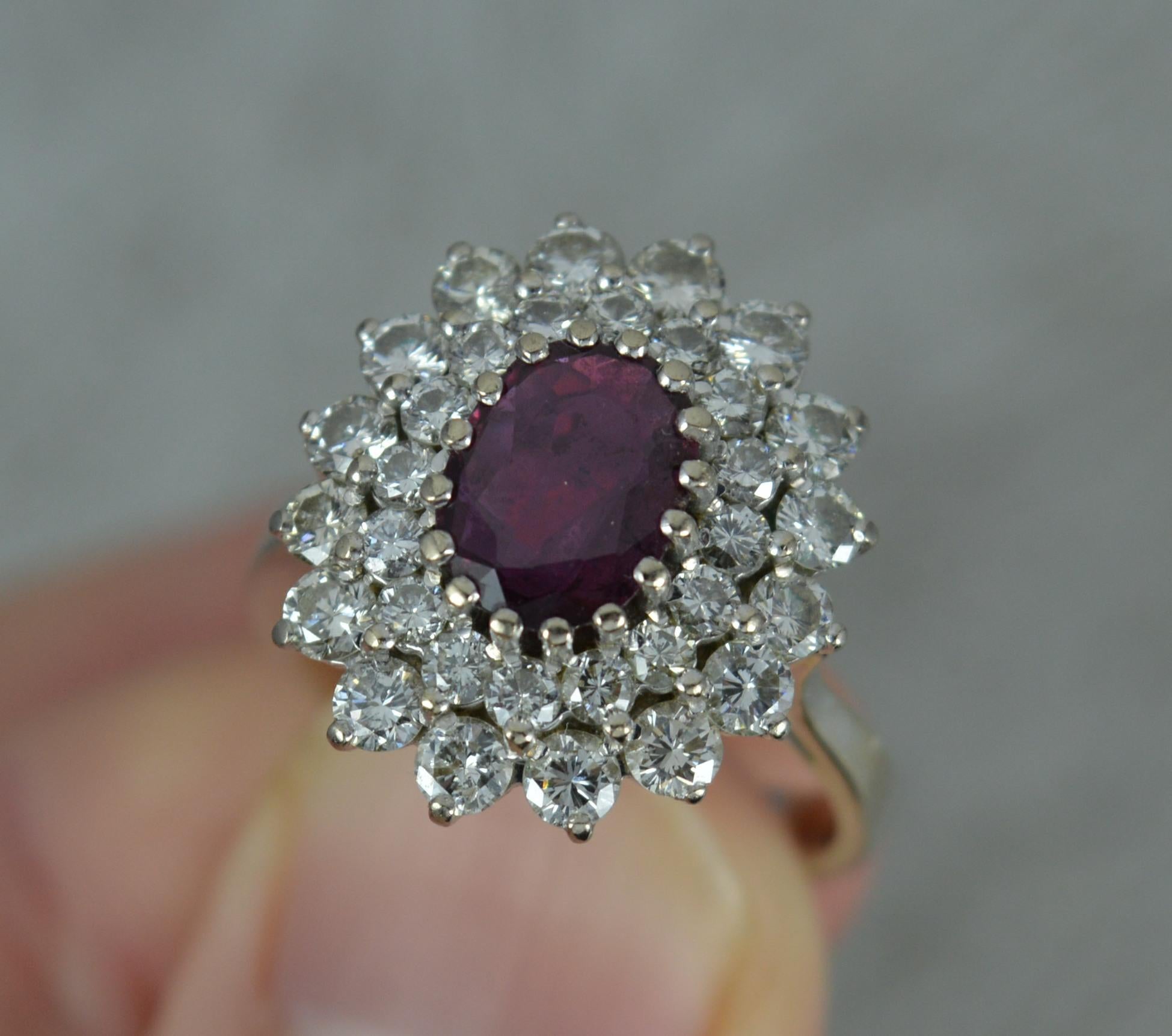 Ruby and 1.25 Carat Diamond 18 Carat White Gold Cluster Cocktail Ring 3