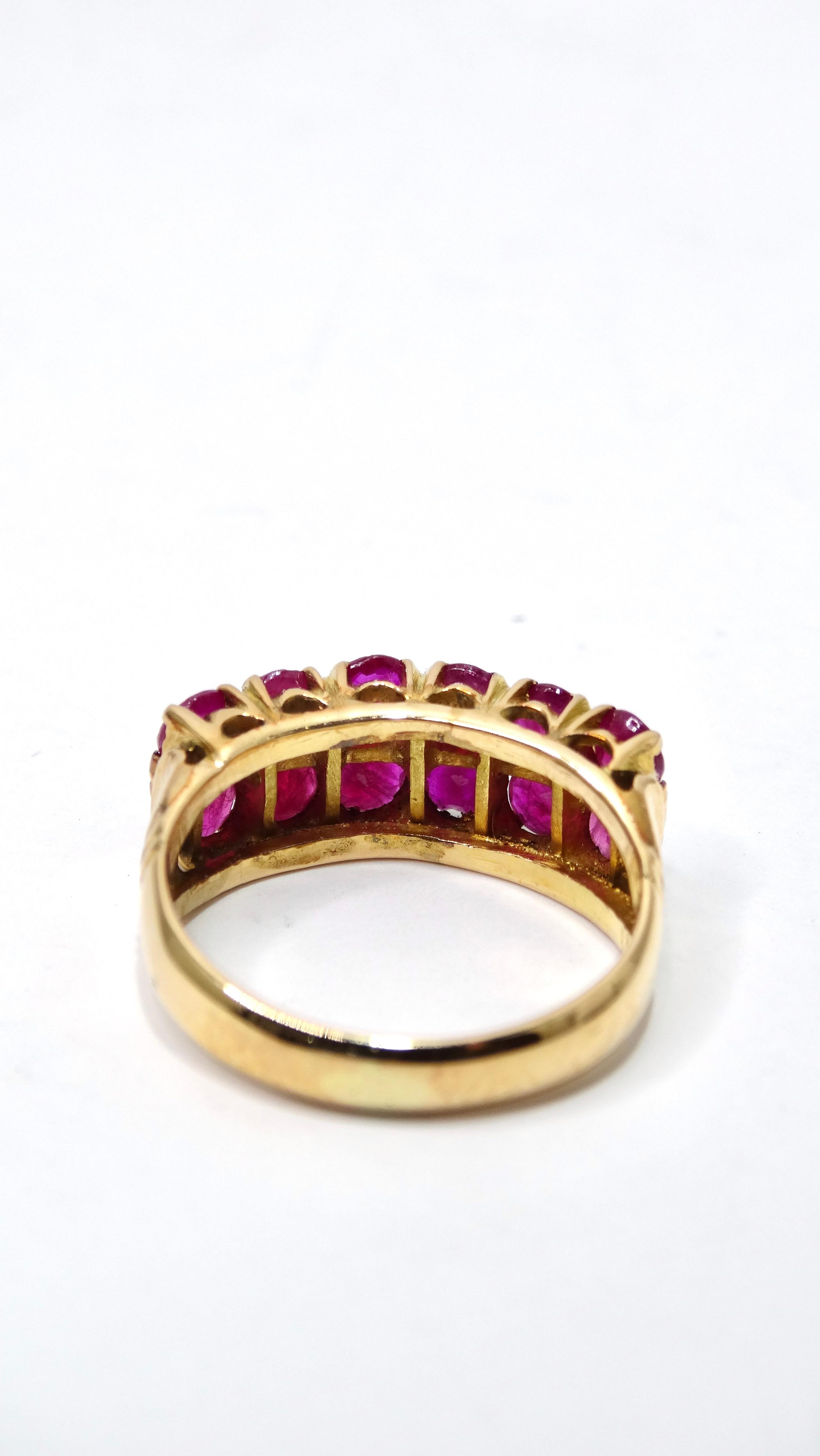 Ruby and 14k Gold Cluster Ring In Excellent Condition For Sale In Scottsdale, AZ