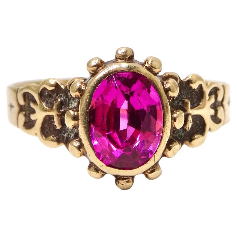 5x3 MM Oval Shape Ruby Precious Solitaire Ring in 14K Yellow Gold