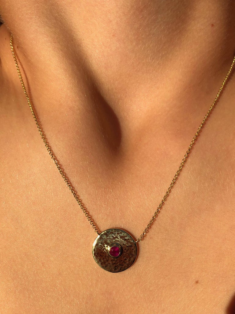 Ruby and 18 Karat Gold Pendant Necklace at 1stDibs