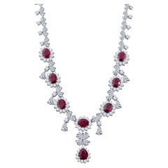 Ruby and 21.0ct Diamond Drop Necklace in Platinum
