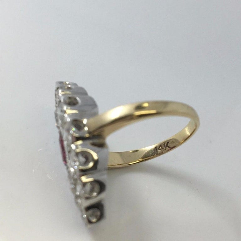 Ruby and Brilliant Diamond Eye-Shape Ring, White Gold For Sale (Free ...
