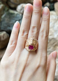 Ruby and Brown Diamond Ring set in 18K Rose Gold Settings