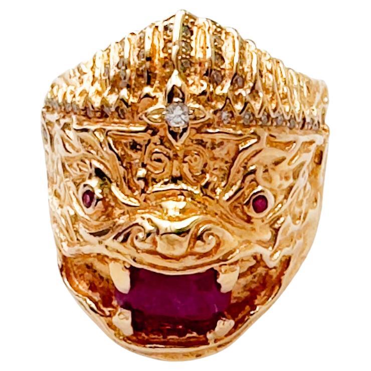 Ruby and Brown Diamond Ring set in 18K Rose Gold Settings For Sale