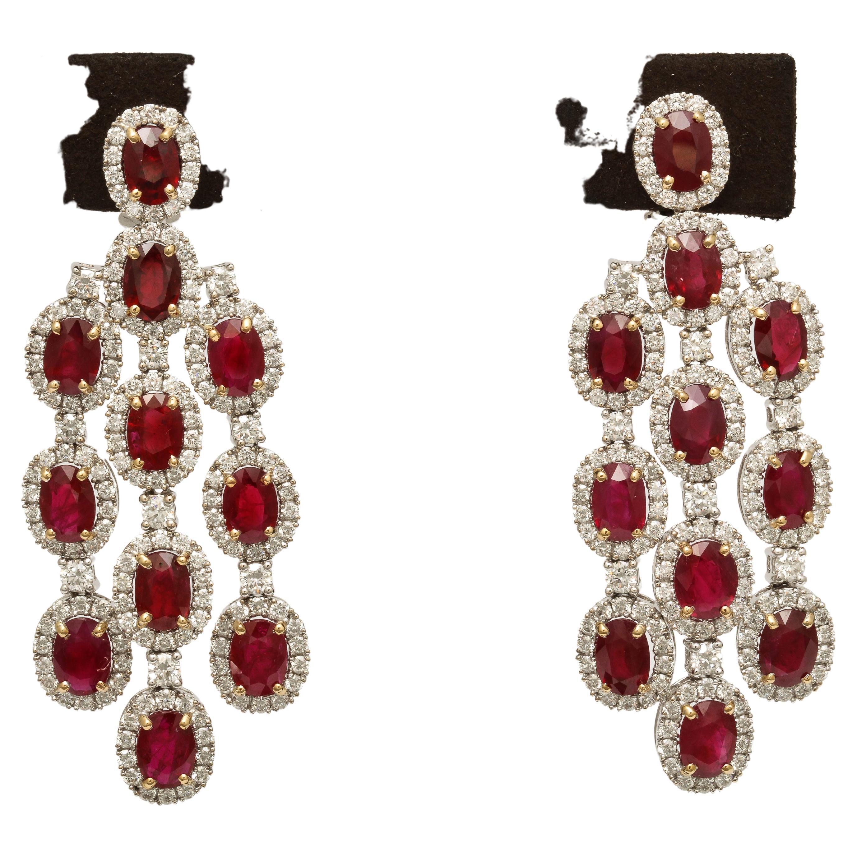 Ruby Red Turkish Tassel Chandelier Earrings