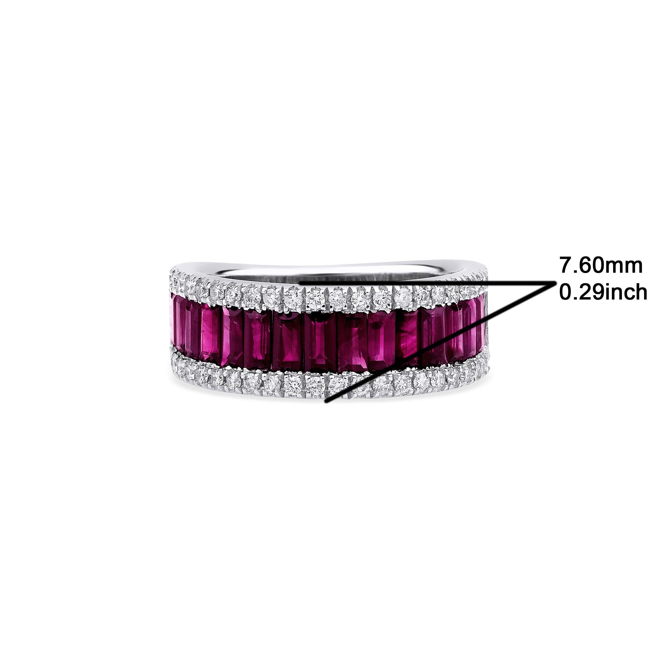 Ruby And Diamond 0.95ct Half Eternity Band Solid Gold Ring For Sale 2