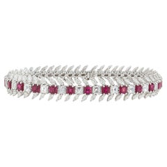 Bracelet en or blanc 18 carats, rubis et diamants 13 carats