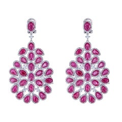 Ruby and Diamond 14 Karat Gold Earrings
