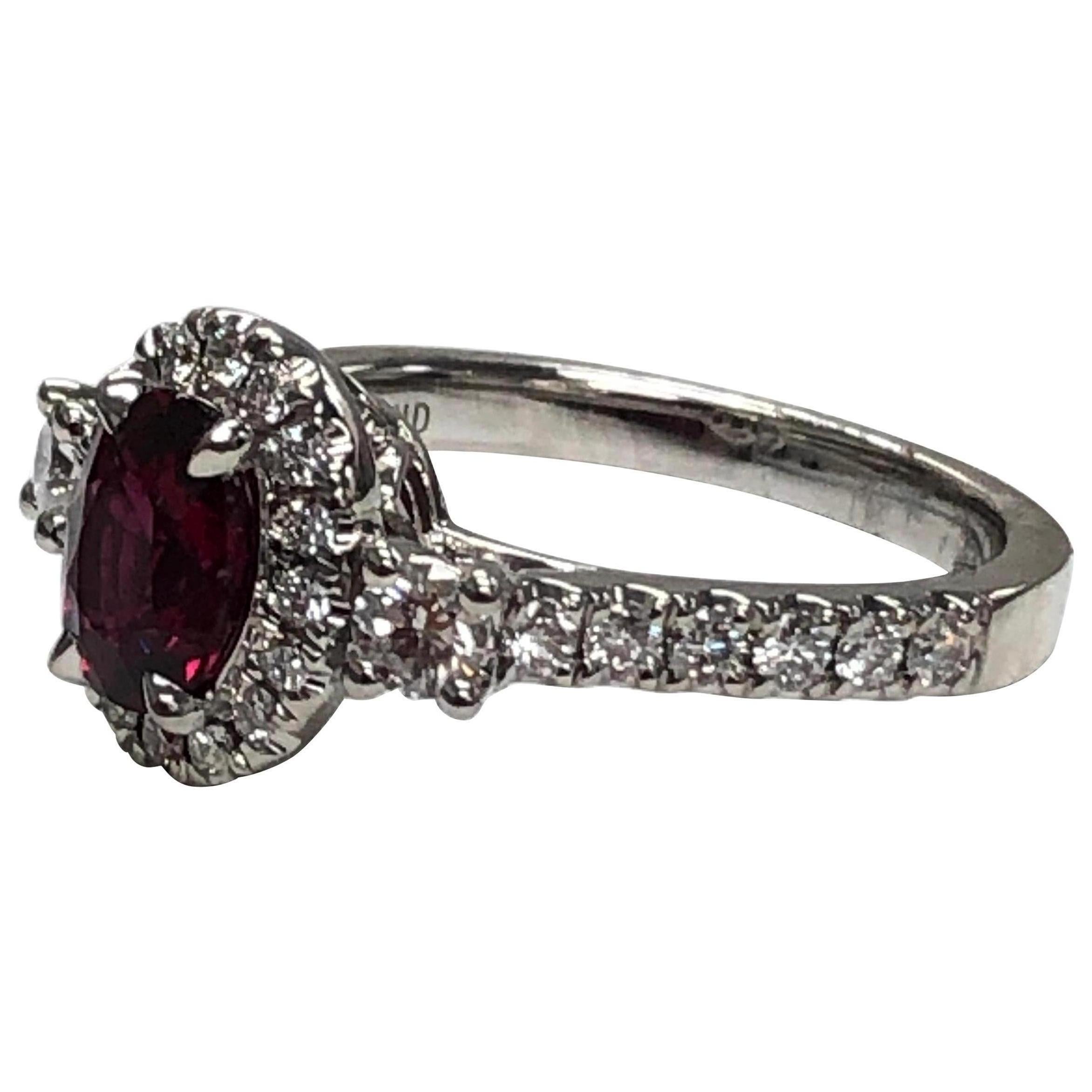 Ruby and Diamond 14 Karat White Gold Ring For Sale
