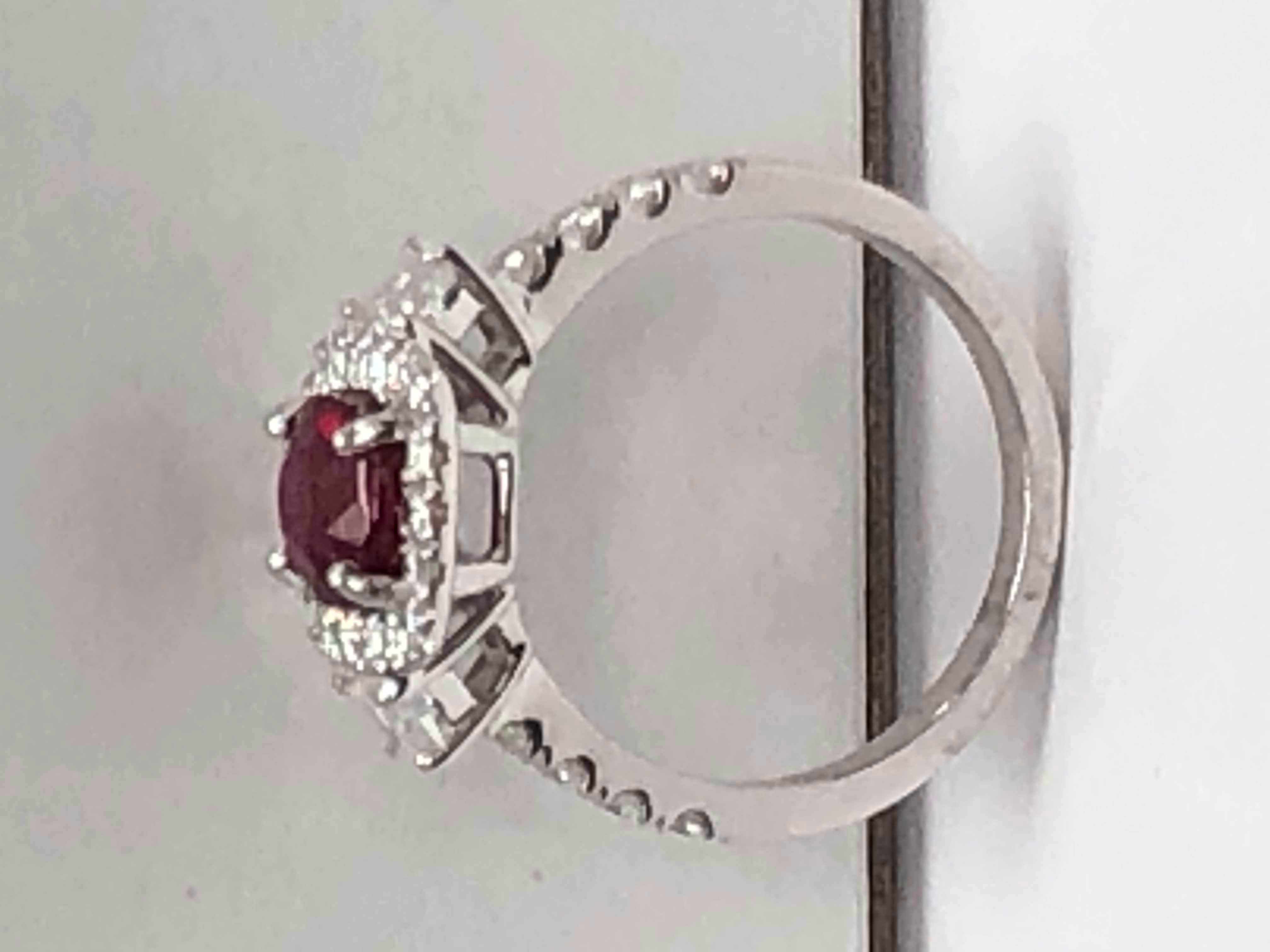 Women's Ruby and Diamond 14 Karat White Gold Ring For Sale