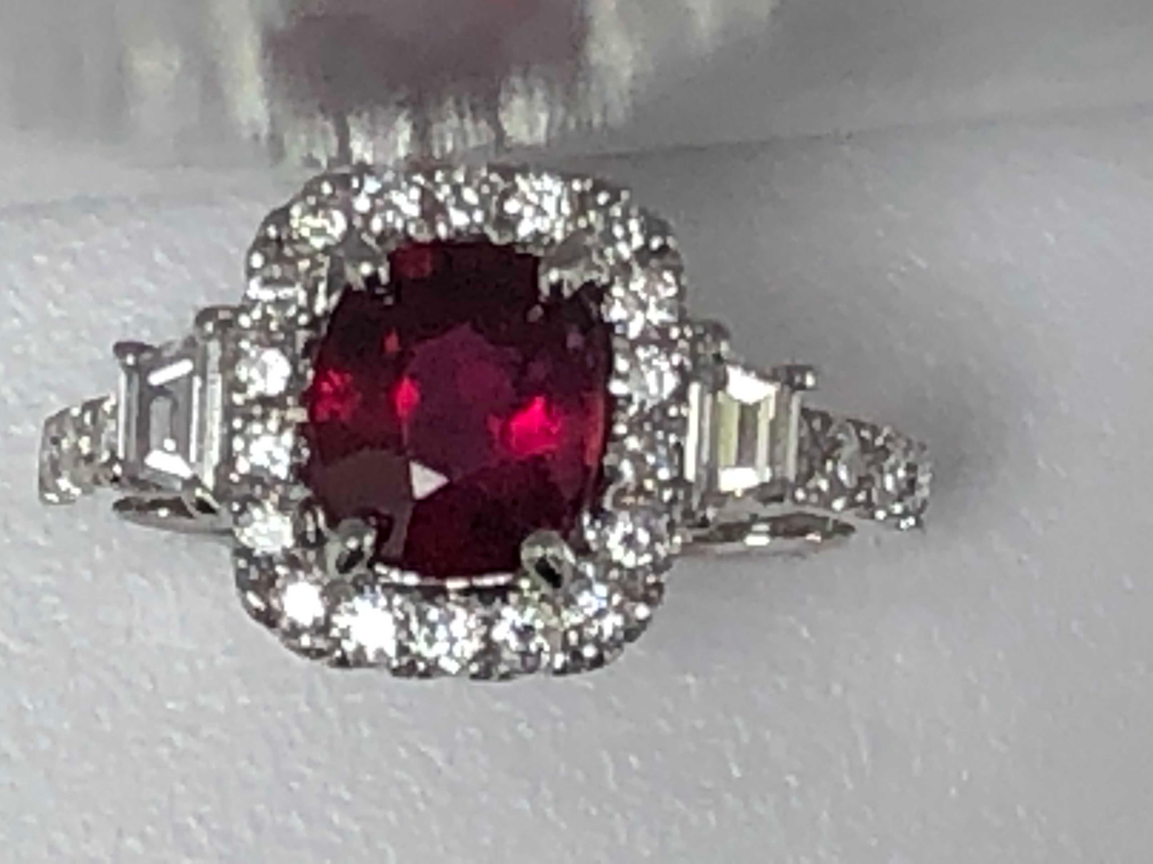 Ruby and Diamond 14 Karat White Gold Ring For Sale 1