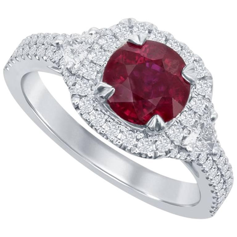  Ruby and Diamond 14 Karat White Gold Ring For Sale