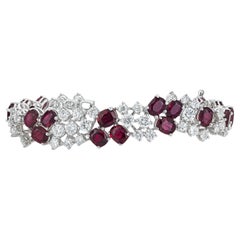 Bracelet en or blanc 18 carats, rubis et diamants 17 carats