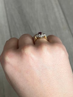 Ruby and Diamond 18 Carat Gold Cluster Ring