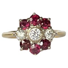 Ruby and Diamond 18 Carat Gold Cluster Ring
