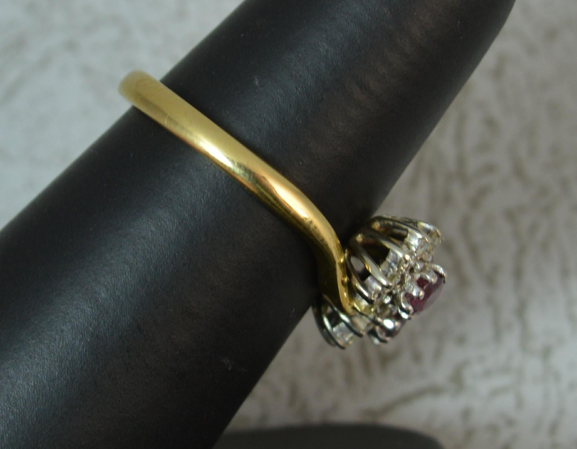 Ruby and Diamond 18 Carat Gold Cluster Ring on Twist 4