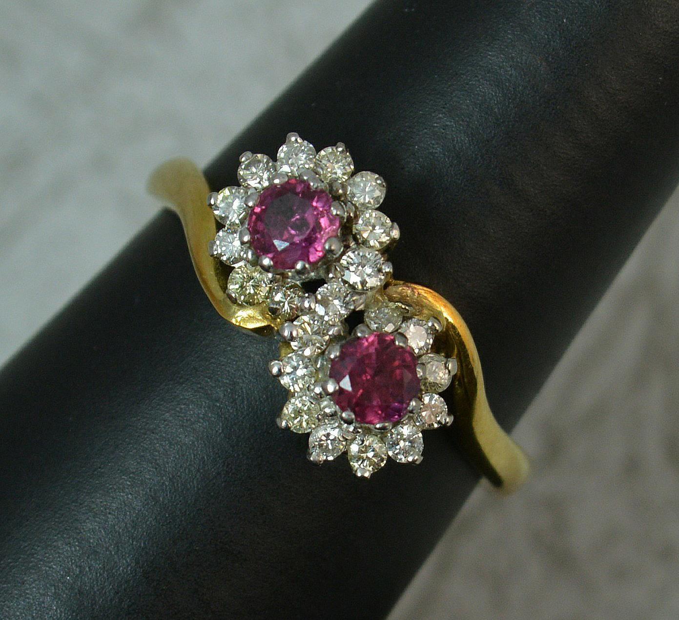 Ruby and Diamond 18 Carat Gold Cluster Ring on Twist 5
